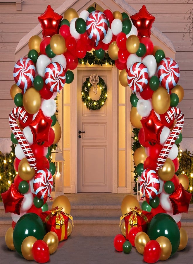 RUODON Christmas Balloon Arch Kit - 233 Pieces with Candy, Cane, Latex, Gift Box & Star Balloons for Party Decorations - Image 1